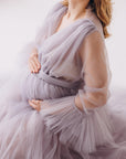 Tulle Puffy Maternity Dress With Train • Style PAULA