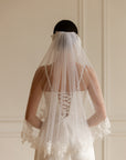 Lace veil with pearls • Unique wedding veil