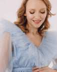 Maternity Tulle Dress For Baby Shower • Style MIDI JULIA • 142 Light Blue