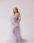 Tulle Puffy Maternity Dress With Train • Style PAULA