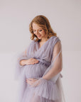 Tulle Puffy Maternity Dress With Train • Style PAULA
