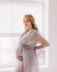 Tulle Puffy Maternity Dress With Train • Style PAULA