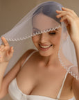 Beaded bridal veil • Unique wedding veil