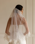 Lace veil with pearls • Unique wedding veil