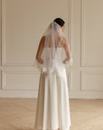 Lace veil with pearls • Unique wedding veil