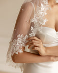 Lace veil with pearls • Unique wedding veil