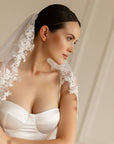 Lace veil with pearls • Unique wedding veil
