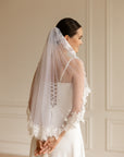 Lace veil with pearls • Unique wedding veil