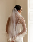 Lace veil with pearls • Unique wedding veil