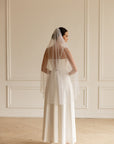 Beaded Edge Wedding Veil Fingertip