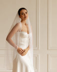 Beaded Edge Wedding Veil Fingertip